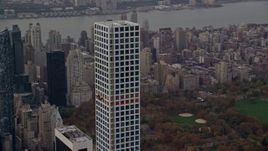 5.5K aerial stock footage orbit top of 432 Park Avenue in Midtown in Autumn, New York City Aerial Stock Footage | AX120_162E