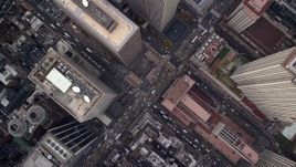 5.5K aerial stock footage of a bird's eye of city streets in Midtown, New York City Aerial Stock Footage | AX120_192