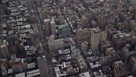5.5K aerial stock footage fly over apartment buildings and streets on Upper East Side, New York City Aerial Stock Footage | AX120_231