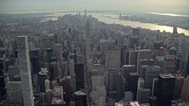 5.5K aerial stock footage fly over Midtown toward Empire State Building, New York City Aerial Stock Footage | AX120_235
