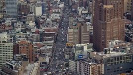 5.5K aerial stock footage orbit Canal Street in Soho, New York City Aerial Stock Footage | AX120_245