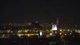 5.5K aerial stock footage of Midtown Manhattan, NYC seen from Kearny, New Jersey at Night Aerial Stock Footage | AX121_207