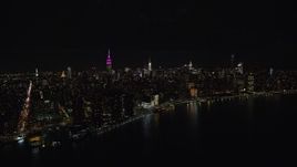 5.5K aerial stock footage of Midtown Manhattan at Nighttime in New York City Aerial Stock Footage | AX122_075