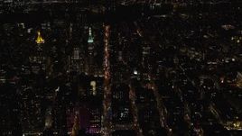 5.5K aerial stock footage orbit city streets and high-rises at Night in Gramercy, New York City Aerial Stock Footage | AX122_103