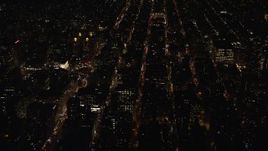 5.5K aerial stock footage orbit hospital and city streets in Gramercy at Night in NYC Aerial Stock Footage | AX122_104