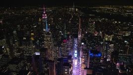 5.5K aerial stock footage of circling over Times Square in Midtown at Night, New York City Aerial Stock Footage | AX122_117