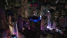 5.5K aerial stock footage orbit Times Square at Night in Midtown Manhattan, NYC Aerial Stock Footage | AX122_124