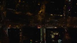5.5K aerial stock footage of a bird's eye of Houston Street traffic through East Village at Night in New York City Aerial Stock Footage | AX122_252E