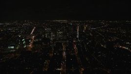 5.5K aerial stock footage of orbiting skyscrapers in downtown area of Brooklyn at Night, New York City Aerial Stock Footage | AX122_263E