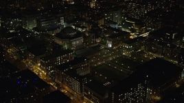 5.5K aerial stock footage approach Columbia University at Night in New York City Aerial Stock Footage | AX123_021E