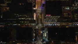 5.5K aerial stock footage of a bird's eye of 6th Avenue in Midtown at Night in New York City Aerial Stock Footage | AX123_060E