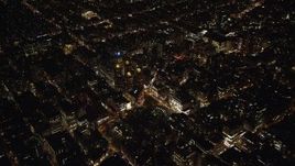 5.5K aerial stock footage orbit Beth Israel Medical Center and Union Square in Gramercy at Night in New York City Aerial Stock Footage | AX123_069E