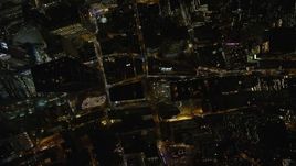 5.5K aerial stock footage of a bird's eye view of Lower Manhattan at Nighttime in New York City Aerial Stock Footage | AX123_087E