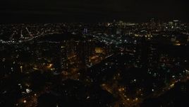 5.5K aerial stock footage orbit Brooklyn public housing at Night in NYC Aerial Stock Footage | AX123_098
