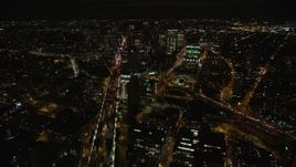 5.5K aerial stock footage fly over Manhattan Bridge to approach Brooklyn at Night in New York City Aerial Stock Footage | AX123_116E