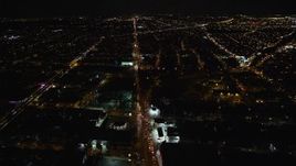 5.5K aerial stock footage fly over Atlantic Avenue through Brooklyn at Night in New York City Aerial Stock Footage | AX123_133E
