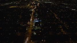 5.5K aerial stock footage of following Atlantic Avenue through Queens at Nighttime in New York City Aerial Stock Footage | AX123_138E