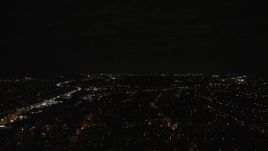 5.5K aerial stock footage fly over suburban neighborhoods at Night in Elmont, Long Island, New York Aerial Stock Footage | AX123_147