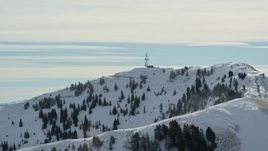 5.5K aerial stock footage of radio towers on the summit of Nelson Peak in Utah Aerial Stock Footage | AX125_143