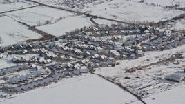 5.5K aerial stock footage of tract homes in a small town neighborhood in Midway, Utah Aerial Stock Footage | AX126_201E