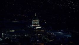 5.5K aerial stock footage of orbiting the Utah State Capitol with winter snow at night, Salt Lake City, Utah Aerial Stock Footage | AX128_107E