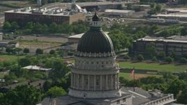 5.5K aerial stock footage of orbiting the Utah State Capitol dome, Capitol Hill, Salt Lake City, Utah Aerial Stock Footage | AX129_021