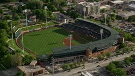 5.5K aerial stock footage of orbiting Spring Mobile Ballpark during baseball game, Salt Lake City, Utah Aerial Stock Footage | AX129_024