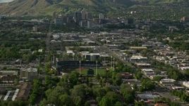 5.5K aerial stock footage of Spring Mobile Ballpark and Downtown Salt Lake City, Utah Aerial Stock Footage | AX129_029