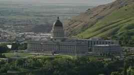 5.5K aerial stock footage of an orbit around the Utah State Capitol, Capitol Hill, Salt Lake City, Utah Aerial Stock Footage | AX129_032E