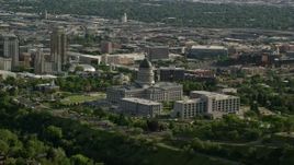 5.5K aerial stock footage of orbiting Utah State Capitol, Temple Square and Downtown Salt Lake City, Utah Aerial Stock Footage | AX129_040E