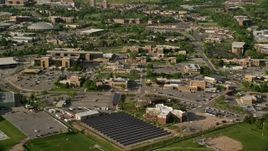 5.5K aerial stock footage of passing the University of Utah campus buildings, Salt Lake City, Utah Aerial Stock Footage | AX129_067E