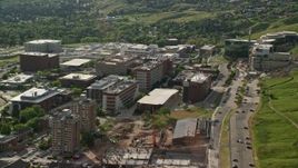 5.5K aerial stock footage of flying by University of Utah Hospital buildings, Salt Lake City, Utah Aerial Stock Footage | AX129_072