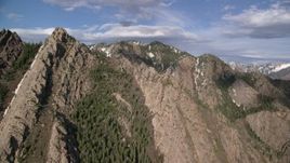 5.5K aerial stock footage flyby Mount Olympus, Wasatch Range, Utah Aerial Stock Footage | AX129_097