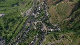5.5K aerial stock footage a bird's eye view flying over suburbs near golf course, Salt Lake City, Utah Aerial Stock Footage | AX129_137