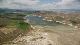 5.5K aerial stock footage of the Gunnison Reservoir, low water, Sanpete County, Utah Aerial Stock Footage | AX130_152E