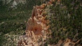 5.5K aerial stock footage of a bird's eye view of Pink Cliffs, trees, Bryce Canyon National Park, Utah Aerial Stock Footage | AX131_025