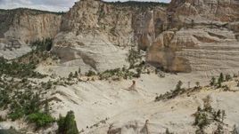 5.5K aerial stock footage of approaching a rock formation, Grand Staircase-Escalante National Monument, Utah Aerial Stock Footage | AX131_052