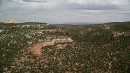 5.5K aerial stock footage of approaching hills, wide valley, Glen Canyon National Recreation Area, Utah, Arizona Aerial Stock Footage | AX131_072E