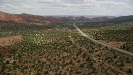 5.5K aerial stock footage of following Highway 89 through Glen Canyon National Recreation Area, Utah, Arizona Aerial Stock Footage | AX131_079E