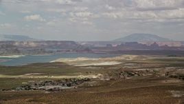 5.5K aerial stock footage video of a wide view of Lake Powell, Glen Canyon National Recreation Area, Utah, Arizona Aerial Stock Footage | AX131_126E