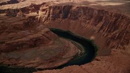 5.5K aerial stock footage of circling Horseshoe Bend and the Colorado River, Glen Canyon, Arizona Aerial Stock Footage | AX131_214E