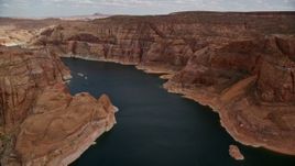 5.5K aerial stock footage of flying over Lake Powell canyons in Navajo Canyon, Arizona Aerial Stock Footage | AX131_232E