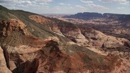 5.5K aerial stock footage of flying toward mountain peaks and slopes, Navajo Mountain, Utah Aerial Stock Footage | AX132_063E