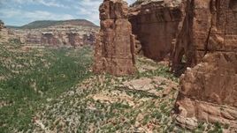 5.5K aerial stock footage of a close-up view of Cathedral Arch in Arch Canyon, Utah Aerial Stock Footage | AX136_155E