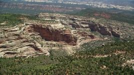 5.5K aerial stock footage of panning across a canyon with trees, Manti-La Sal National Forest, Utah Aerial Stock Footage | AX136_175E