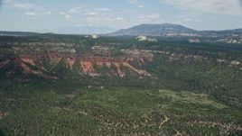 5.5K aerial stock footage of rock formations on a mesa, Manti-La Sal National Forest, Utah Aerial Stock Footage | AX136_182E