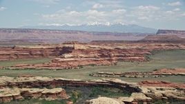 5.5K aerial stock footage of a wide view of rock formations, Canyonlands National Park, Utah Aerial Stock Footage | AX136_222E