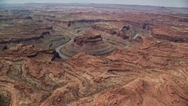 5.5K aerial stock footage flyby and approach Colorado River though Meander Canyon, Canyonlands National Park, Utah Aerial Stock Footage | AX136_236E
