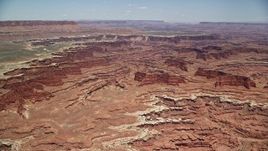 5.5K aerial stock footage approach buttes and canyons near White Rim cliffs, Canyonlands National Park, Utah Aerial Stock Footage | AX136_246E