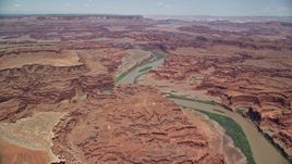 5.5K aerial stock footage of flying toward the Colorado River in Meander Canyon, Canyonlands National Park, Utah Aerial Stock Footage | AX136_261E